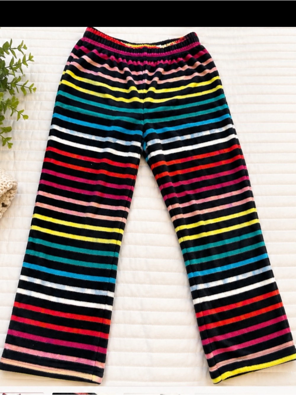Primary Rainbow Stripe Fleece Pajama Bottoms